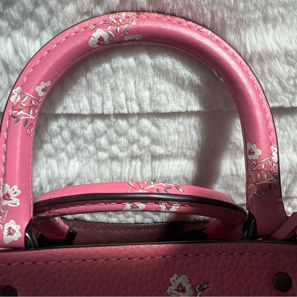 New with tags Coach Pink Satchel with Floral Accents - Picture 15 of 16